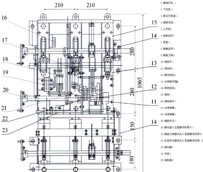 真空負(fù)荷開關(guān)外形尺寸